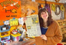It All Started With A Seed… Martin holds up a copy of the Tualatin Life article that inspired her to participate in the West Coast Giant Pumpkin Regatta on Sept. 24, 2026.