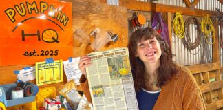 It All Started With A Seed… Martin holds up a copy of the Tualatin Life article that inspired her to participate in the West Coast Giant Pumpkin Regatta on Sept. 24, 2026.
