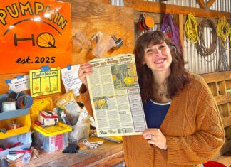 It All Started With A Seed… Martin holds up a copy of the Tualatin Life article that inspired her to participate in the West Coast Giant Pumpkin Regatta on Sept. 24, 2026.
