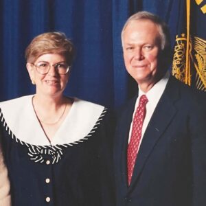 Susan Noack meeting with former U.S. Sen. Bob Packwood.